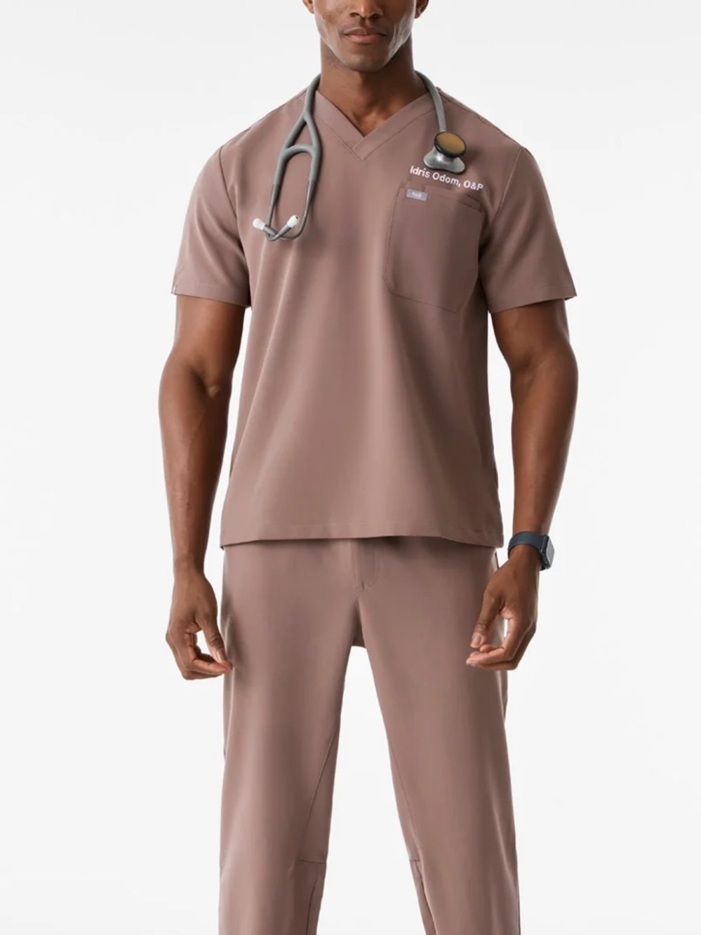Figs Leon Scrub Top in Smokey Taupe Mens Medium